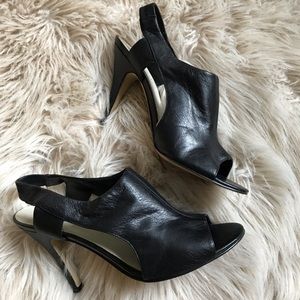 Nine West black open toe heels • Size 9